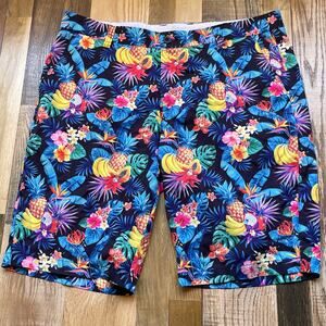 Hreski Tropical Golf Shorts Men's 36 Pineapple Floral Stretch